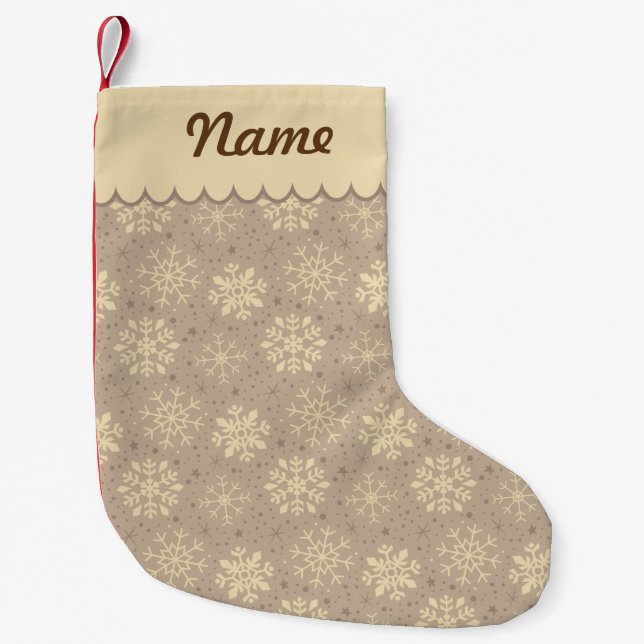Personalised Christmas Latte Snowflake Pattern Small Christmas Stocking (Front)