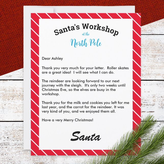 Personalised Christmas Letter Reply from Santa (A magical letter from Santa to your child, personalized with your own text and child's name)