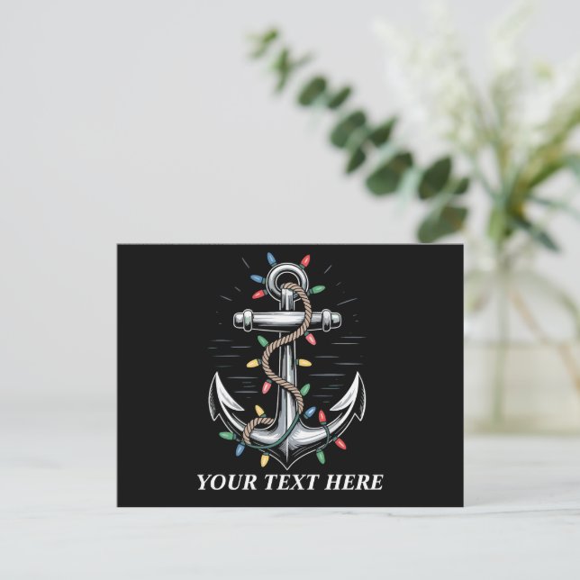 Personalised Christmas Lights Boating Sailing  Holiday Postcard (Standing Front)