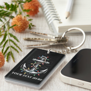 Personalised Christmas Lights Boating Sailing Key Ring