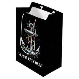 Personalised Christmas Lights Boating Sailing  Medium Gift Bag