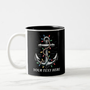 Personalised Christmas Lights Boating Sailing Two-Tone Coffee Mug