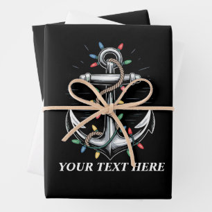 Personalised Christmas Lights Boating Sailing  Wrapping Paper Sheet