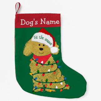 Personalised Christmas Lights Goldendoodle Small Christmas Stocking