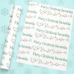 Personalised Christmas Lights Name Custom Wrapping Paper<br><div class="desc">This design was created through digital art. It may be personalised by clicking the customise button and changing the colour, adding a name, initials or your favourite words. Contact me at colorflowcreations@gmail.com if you with to have this design on another product. Purchase my original abstract acrylic painting for sale at...</div>