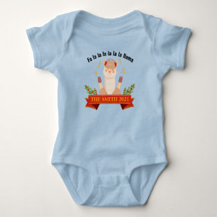 Personalised Christmas Llama Family Matching Baby  Bodysuit