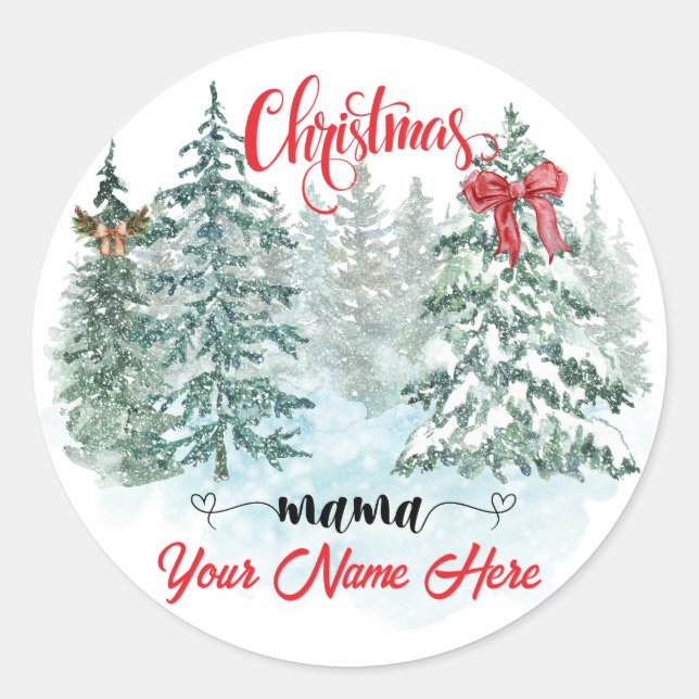 Personalised Christmas Mama Holiday Custom Mother  Classic Round Sticker (Front)