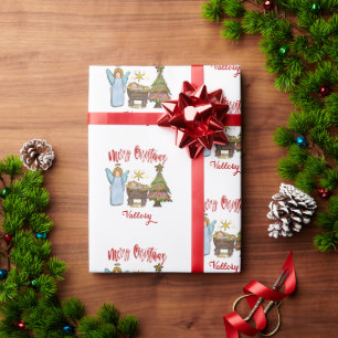 Personalised Christmas Manger Wrapping Paper