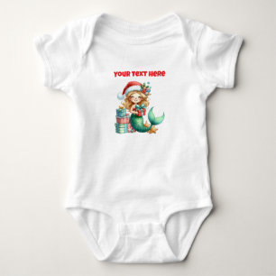 Personalised Christmas Mermaid Baby's Bodysuit