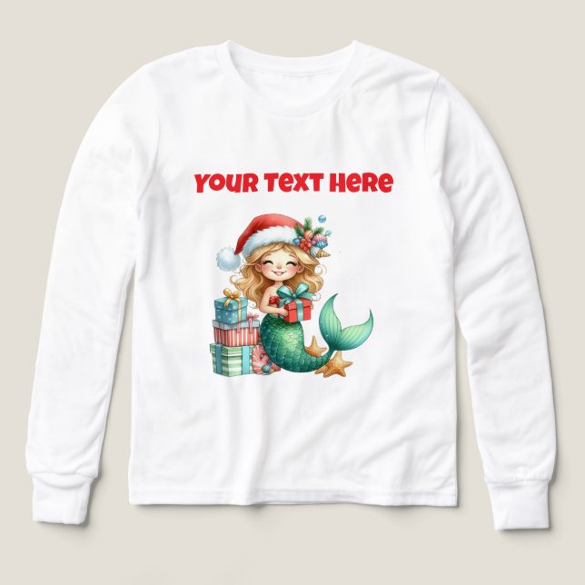 Personalised Christmas Mermaid Tri Blend Tshirt (Design Front)