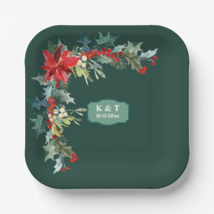 Personalised Christmas Mistletoe Wreath Paper Plate