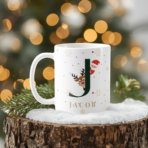 Personalised Christmas Monogram J Mug