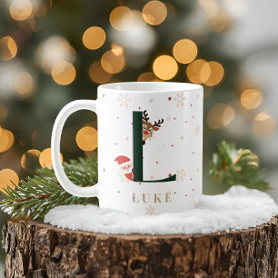 Personalised Christmas Monogram L Mug