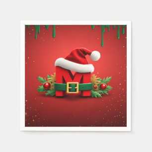 Personalised Christmas Monogram M with Santa Hat Napkin