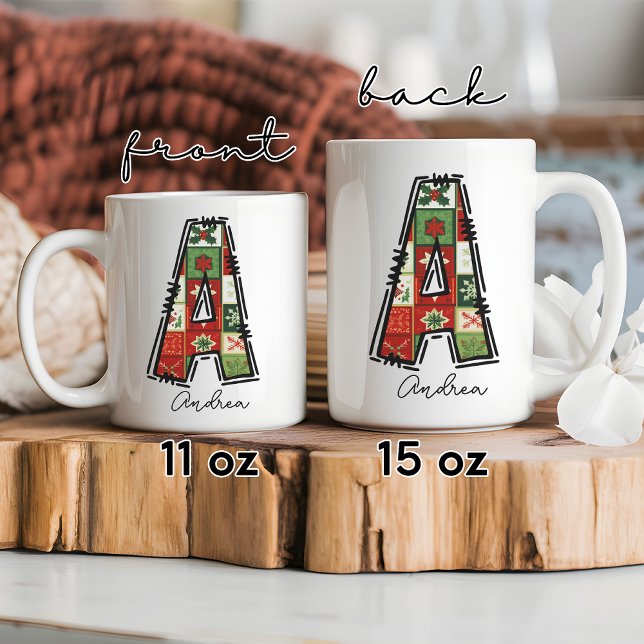 Personalised Christmas monogram mug, Coworker gift Coffee Mug (Christmas monogram mug, initial name mug, custom name mug, personalized name mug, holiday gift mug,)