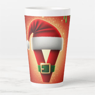 Personalised Christmas Monogram V with Santa Hat Latte Mug