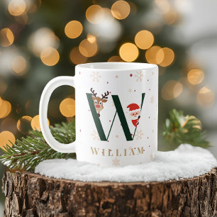Personalised Christmas Monogram W Mug