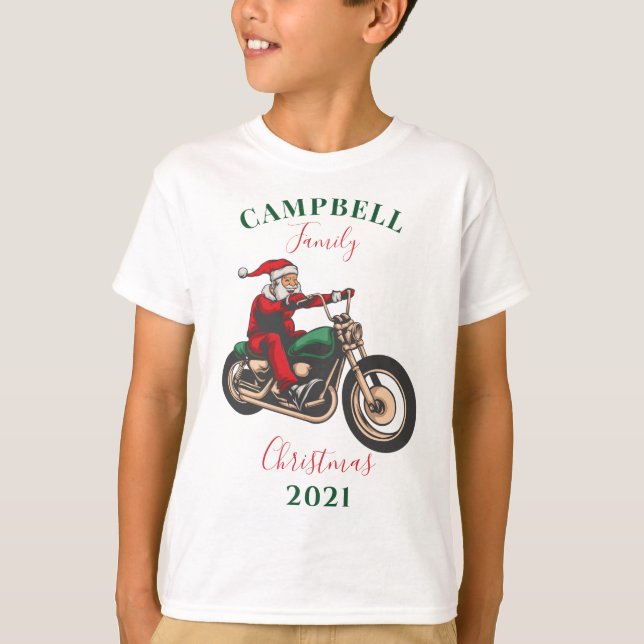 Personalised Christmas Motorbiker Family Matching T-Shirt (Front)