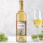 Personalised Christmas Music French Horn Wine Label<br><div class="desc">Personalise this holiday wine label for a Christmas party or a gift for a music lover. The French horn is decorated for Christmas with greenery,  berries and flowers,  with a backdrop of a vintage sheet music scroll. A red metallic border completes the festive holiday design.</div>