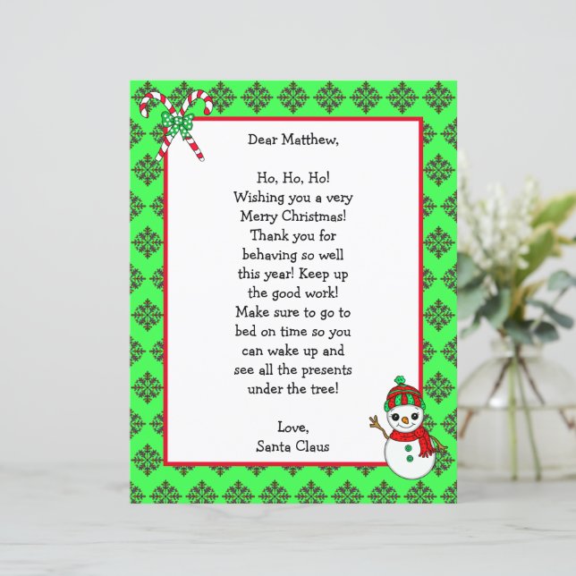 Personalised Christmas Name Letter from Santa   (Standing Front)