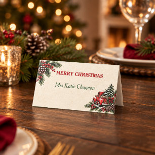 Personalised Christmas Name Place Card Farmhouse