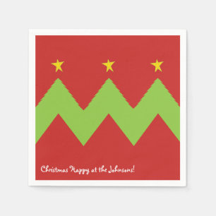 Personalised Christmas Napkins "Chevron Trees"