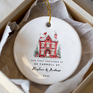 Personalised Christmas New Home Ceramic Tree Decoration