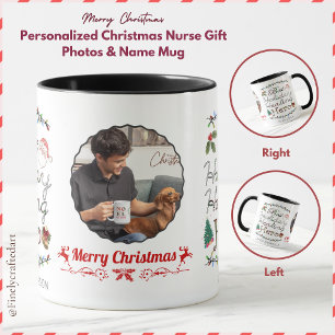 Personalised Christmas Nurse Gift Photos & Name Mug