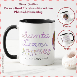 Personalised Christmas Nurse Love Photos & Name Mug