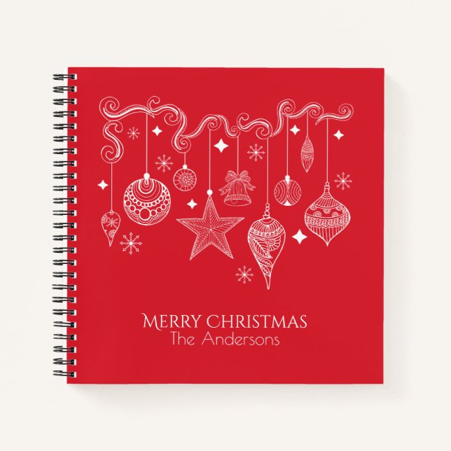 Personalised Christmas Ornaments Guestbook Notebook (Front)