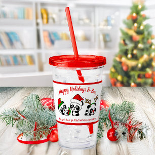 Personalised Christmas Pandas Acrylic Tumbler