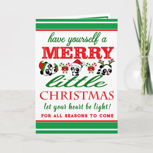 Personalised Christmas Pandas Holiday Card (Front)