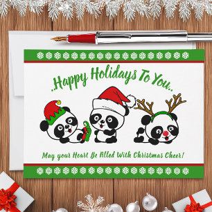 Personalised Christmas Pandas Holiday Card