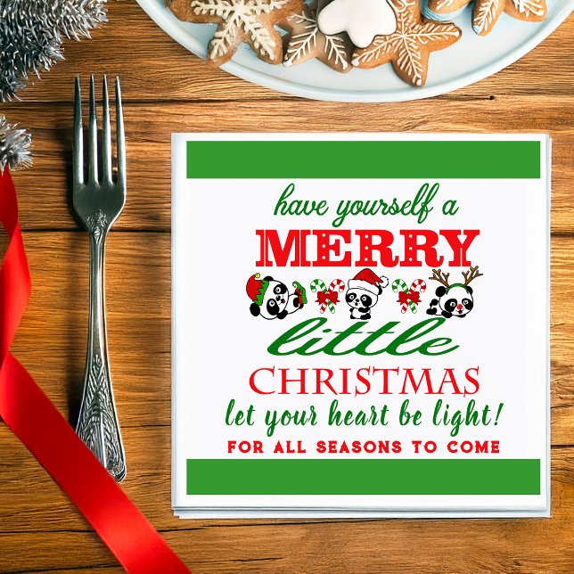 Personalised Christmas Pandas Napkin (Creator Uploaded)