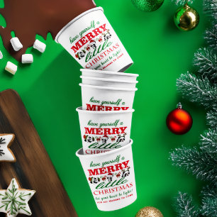 Personalised Christmas Pandas Paper Cups