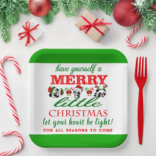 Personalised Christmas Pandas Paper Plate
