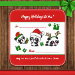 Personalised Christmas Pandas Square Sticker<br><div class="desc">This Personalised Christmas Pandas design will fill you with Holiday Cheer. You can personalise all text to say something different if you like,  or you can keep it as is if you admire the original. Happy Holidays!</div>