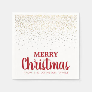 Personalised Christmas Party Gold Silver Confetti Napkin