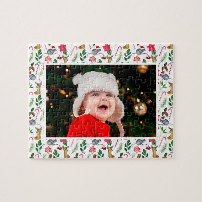 Personalised Christmas Pattern Photo Gift Jigsaw Puzzle (Horizontal)