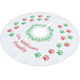 Personalised Christmas Paw Prints Tree Skirt
