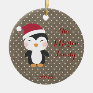 Personalised Christmas Penguin Family Ornament