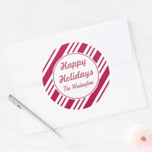 Personalised Christmas Peppermint Holiday Stickers