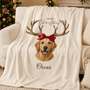 Personalised Christmas Pet Photo Name Blanket
