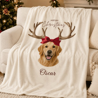 Personalised Christmas Pet Photo Name Blanket