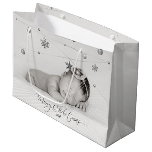 Personalised Christmas Photo and Calligraphy Large Gift Bag