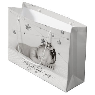 Personalised Christmas Photo and Calligraphy Large Gift Bag