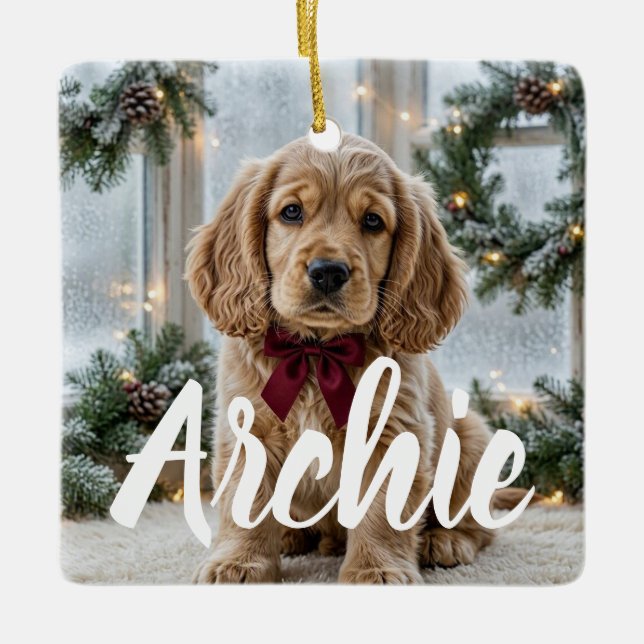 Personalised Christmas Photo Ceramic Ornament  (Front)