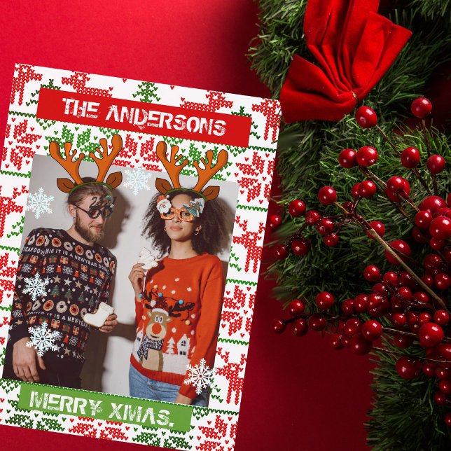 Personalised Christmas photo classic nordic Invitation Postcard (Creator Uploaded)