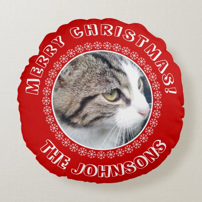 Personalised Christmas photo image design Round Cushion (Front)