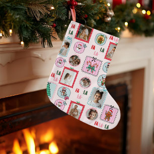 Personalised Christmas Photo Stocking Cute Pink